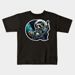 Ronald the Raccoon but he's socially awkward at a space party Sticker Kids T-Shirt